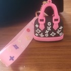 Pink   Black Designer Purse Charm Key Chain Key Ring  Monogram Strap  Detachable