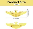 4 Pcs Pilot Wings Pins Flight Attendant Brooch Metal Badge Uniform Cosplay