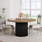 Round Dining Table 47  Farmhouse Circle Dinner Table W metal Base For 4-6 People