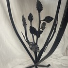 Vtg Baroque Marble Top Plant Stand Hand Forged Leaf Wrought Iron Pedestal Table