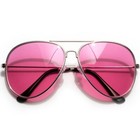 Pink Lens Aviator Style Silver Metal Frame Womens Mens Sunglasses 90 Shades Uvb