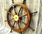 Nautical Wooden Ship Wheel Pirate Rustic Captain Boat Decorative Ship 18 Inch