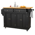  Kitchen Island With Drop Leaf  Lockable Casters  Adjustable Shelves  2 Drawers