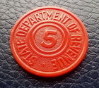 Alabama State Department Of Revenue Sales Tax Token - 5 - Red Plastic Coin
