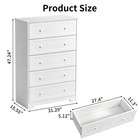 5drawer Dresser White Wood Chest Of Drawers Storage Cabinet Bedroom Furniture 47