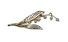 Vintage 14k Solid Yellow Gold Pearl   Genuine Diamond 2 Inches 3 22 Grams