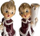 Vtg Christmas Choir Girl   Boy Figurines Candlestick Holders Mcm Cottagecore