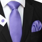 Lavender Tie And Pocket Square With Cufflinks Set For Men 22 