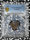 1933 Canada Small Cent Pcgs Ms65bn Lot g118 Gem Bu  Beautiful Toning 
