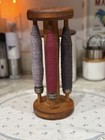Vintage Sewing Wooden Industrial Mill Spool Holder With 4 Bobbins And Thread 