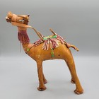 Set Of 2 Handmade Leather Wrapped Camels Nativity Figure Sequins Christmas