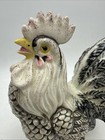 Vtg Ceramic Rooster Figurine 10  Black   White Excellent Cond  Proud Chest