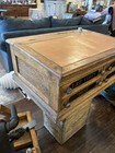 Antique J p Coats Spool Slanted Desk Drawer Cabinet Solid Oak Leather Top