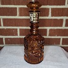 Vintage Jim Beam Bonded Amber Glass Decanter Bottle W  Stopper Cork  Tax Label