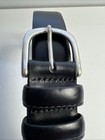 Vintage Claiborne Black Genuine Leather  Belt Size 34 Silver Buckle Unisex Usa