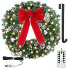 24  Prelit Christmas Door Wreath With 50 Lights timer remote-usb Powered Lighted
