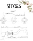 Sitges Antique Vintage Gold Brass Faucet - 2 Handle Bathroom Sink - Wall Mount