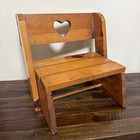 Vtg Handmade Heart Wooden Chair Step Stool Child Toddler Photo Prop Doll Bear