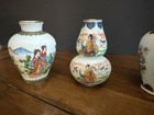 Vintage Chinese Style Miniature Porcelain Vases Set Of 4 Asian Ladies Floral