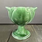 Vtg Pottery Emerald Green Footed Pedestal Planter Vase Marked Hull Usa F33