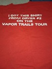 Rush Red Vapor Trails Tour Dryer T-shirt Thrown By Geddy Lee  Size Xl