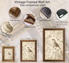 Vintage Gold Framed Bird Canvas Wall Art Retro Farmhouse Sparrow Painting Pic   