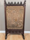 Antique French Gothic Oak Firescreen With Needlepoint Tapestry  1800s
