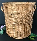 Vintage Large Wicker Barrel Basket With Handles   Usa Packing Label