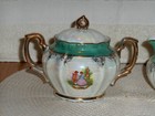 Vintage Lustreware Japan Iridescent Sugar Bowl And Creamer Gold Trim