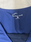 Butter-soft Stretch  Unisex V-neck Scrub Top L Blue navy Solid Medical