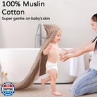 Yoofoss Hooded Baby Towels For Newborn 2 Pack 100  Muslin Organic Cotton Baby