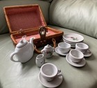 Miniature Child   s 17 Piece Tea Set   Wicker Picnic Basket - Rose Design - Preown