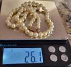 Vintage Pearl Necklace 20 Inch Knotted 14k Gold Clasp 6 3 Mm Cream Color