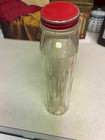 Vintage Ribbed 1 Quart Glass Refrigerator Water Bottle With Tin Screw Lid  40-50