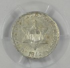 Pcgs Secure Plus Genuine 1852 Silver Three-cent Piece  Unc Detail 3c Trime