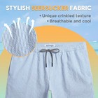 Maamgic Men s Swim Trunks 5 5 Inch Seersucker Beach Shorts Quick Dry Bathing    