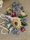 Vintage Pre-worked Wool Tapestry Needlepoint Canvas Floral W yarn Kit