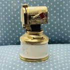 Vtg 1987 Painted Gold Pewter Mailbox Milk Jug Thimble W  Working Lid