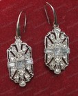 Art Deco Inspired Geometric White Crystal Drop Earrings Vintage Style Jewellery