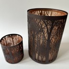 Yankee Candle Fall Trees Silhouette Metal Glass Large And Small Jar Holder Set