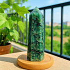 Natural Emerald Healing Crystal Wand Obelisk Reiki Tower Point Home Decor Gift