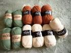 Drops Flora   Fabel Yarn Lot 11 Skeins Wool Alpaca Sock Yarn Green Rust Ivory