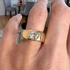 2ct Vvs1 Oval Cut Lab-created Diamond Men s Anniversary Wedding 14k Gold Fn Ring
