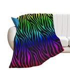 Colorful Gradient Zebra Stripes Rainbow  Fleece Blanket Ultra-soft Cozy Plush 
