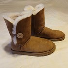 Ugg Australia Women s Classic Bailey Button Boots Chestnut Suede Sheepskin Lined