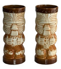 Set Of 2 Warrior Tiki Mug By Traders Dicks Nugget Reno 7 5  Tall Vintage