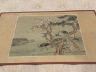 Vintage Chinese Painting On Silk   Fabric Of Peacocks And Flowering Tree