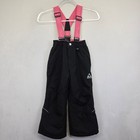 Gerry Snow Bib Overalls Girls 5 6 Black Pink Fleece Lined W suspenders Ski Pants