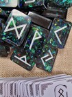 Futhark Handmade Resin Runes Holographic Translucent Black With Meaning Cards pw
