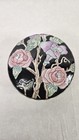 Vintage Toyo Powder Box Vintage Trinket Box  Black Floral Cottage Core 4 5 